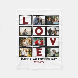 Custom Love Happy Valentines Day 8 Photo Collage T Fleece Blanket