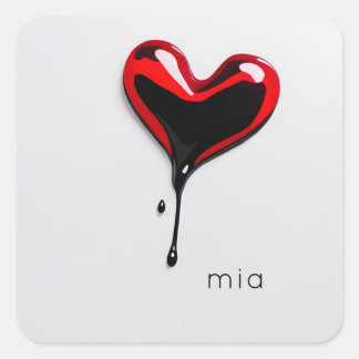 custom love heart monogram name modern minimal  square sticker