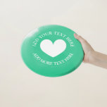 Custom love heart wedding party frisbee golf disc<br><div class="desc">Custom love heart wedding party frisbee golf disc. Funny novelty sports game accessory for adults and kids. Add your own romantic text, names of bride and groom, newly weds monogram or funny quote. Cute give away as party favours for beach destination wedding, outdoor venue, garden BBQ, engagement, bridal shower, anniversary,...</div>