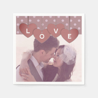 Custom Love Hearts Banner Overlaid Custom Photo Napkin