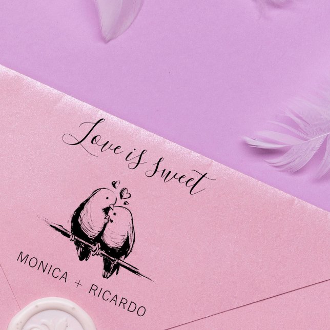 Custom Love Is Sweet Typography Wedding Rubber Stamp (Creator Uploaded)