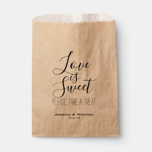 Custom Love is sweet wedding candy buffet favour Bags (Front)