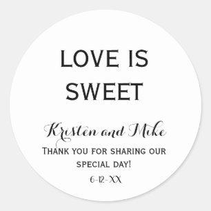 Custom Love is Sweet Wedding Classic Round Sticker