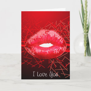Custom Love kiss me and hearts valentine Holiday Card