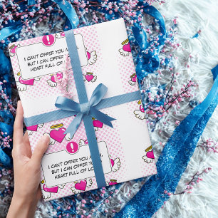 Custom love msg comic book style heart gifts  wrapping paper