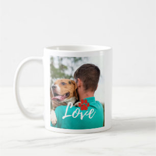 Custom LOVE Paw Print Dog Lover Pet Photo Coffee Mug