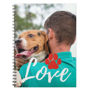 Custom LOVE Paw Print Dog Lover Pet Photo Notebook
