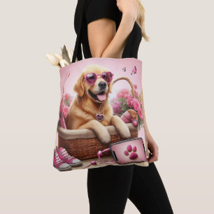 Custom LOVE Paw Print Dog Lover Pet Photo Tote Bag