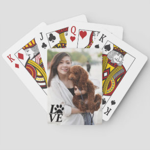 Custom LOVE Paw Print Playing Cards