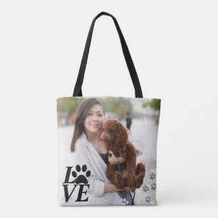 Custom LOVE Paw Print Tote Bag – Dog Lover's