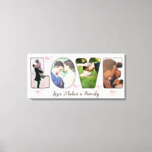 Custom love photo hearts and text canvas print