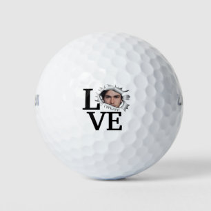 Custom love photo in a vintage hole golf balls