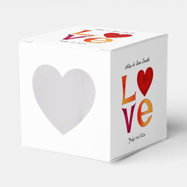Custom LOVE Square Wedding Date Celebration Date Favour Box (Front Side)