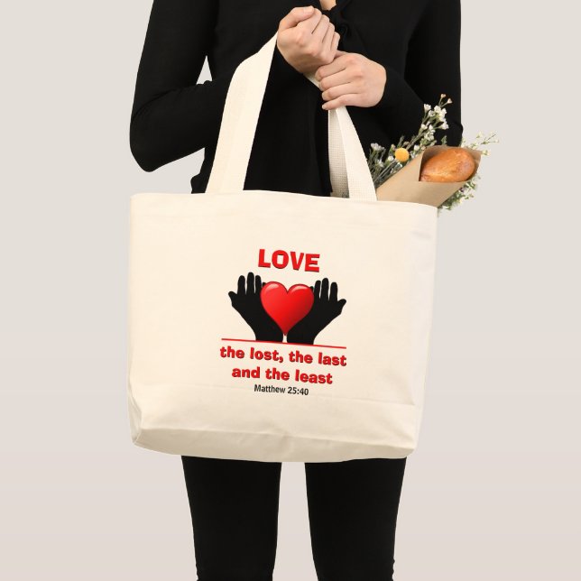 Custom LOVE THE LOST Inspirational Christian  Large Tote Bag (Front (Product))