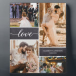 Custom Love Wedding Photos Collage Plaque<br><div class="desc">Personalize this wedding plaque with your favorite photos from the best day ever. "Love" script font type,  include your names and wedding date. Great anniversary gift.</div>