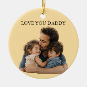 Custom Love You Daddy Photo Ceramic Christmas Tree Decoration