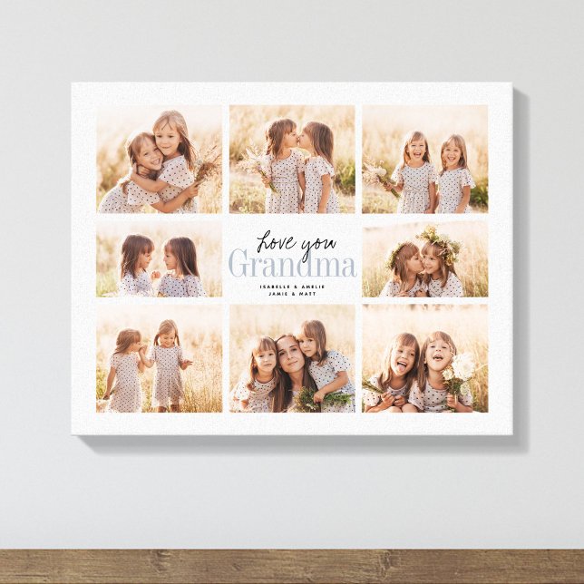 Custom Love You Grandma Grandkids Photo Collage Canvas Print (Creator Uploaded)
