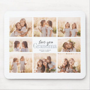 Custom Love You Grandma Grandkids Photo Collage Mouse Mat