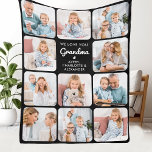 Custom Love You Grandma Modern 11 Photo Collage Fleece Blanket<br><div class="desc">Introducing our customisable Photo Collage Blanket, a heartfelt and unique gift perfect for the special grandparents in your life. This beautifully designed blanket allows you to showcase 11 of your favourite photos, creating a modern, elegant, and simple collage that exudes warmth and love. Personalise this blanket with the endearing message...</div>