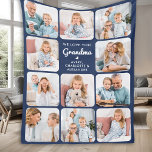 Custom Love You Grandma Modern Navy Blue 11 Photo Fleece Blanket<br><div class="desc">Introducing our customisable Photo Collage Blanket, a heartfelt and unique gift perfect for the special grandparents in your life. This beautifully designed blanket allows you to showcase 11 of your favourite photos, creating a modern, elegant, and simple collage that exudes warmth and love. Personalise this blanket with the endearing message...</div>
