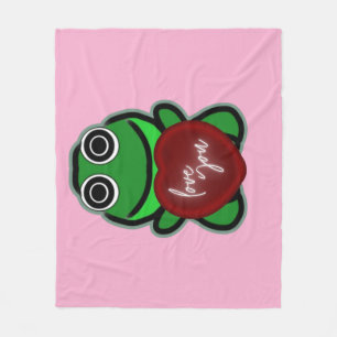 Custom Love You Kawaii Frog Heart Gift Fleece Blanket