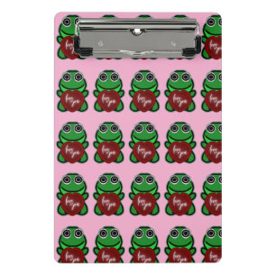Custom Love You Kawaii Frog Heart Gift Mini Clipboard