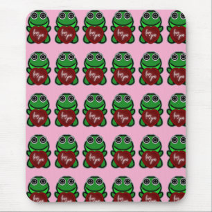 Custom Love You Kawaii Frog Heart Gift Mouse Mat