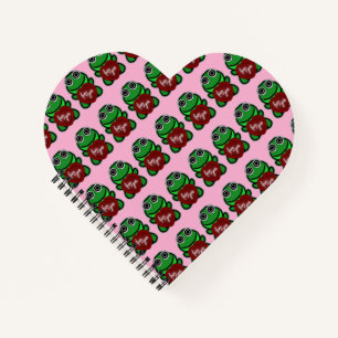 Custom Love You Kawaii Frog Heart Gift Notebook