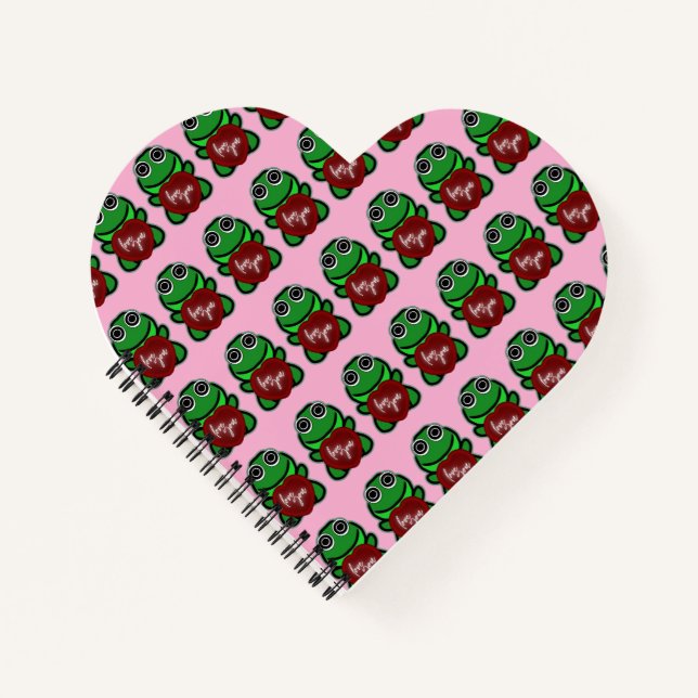 Custom Love You Kawaii Frog Heart Gift Notebook (Front)