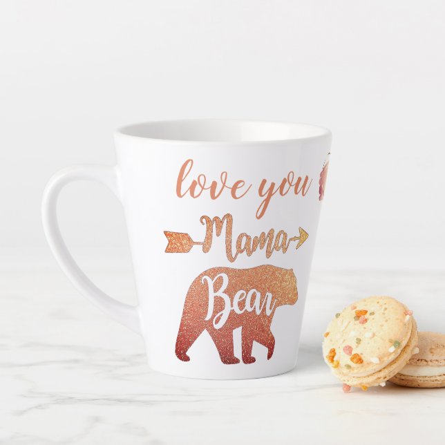 Custom Love You MAMA BEAR Happy Mother Day Latte Mug (In Situ)