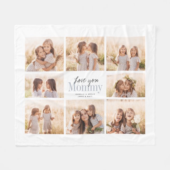 Custom Love You Mummy Mothers Day Photo Collage Fleece Blanket (Front (Horizontal))