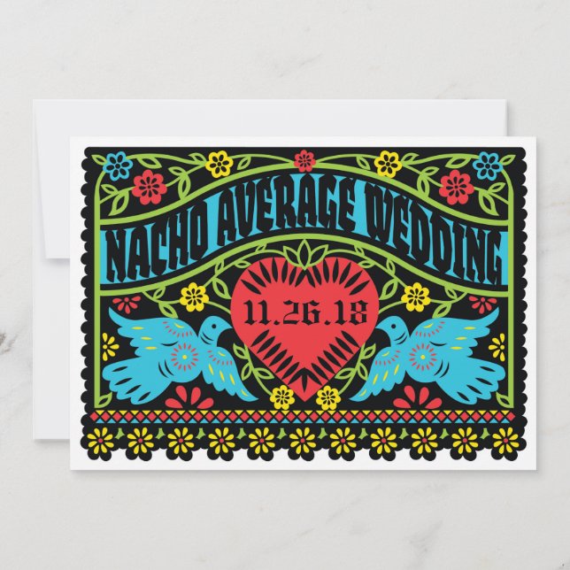 Custom Lovebirds Papel Picado Banner Invitation (Back)