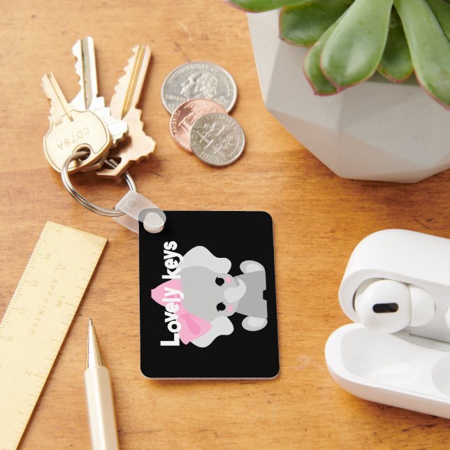 Custom Lovely Keys Text Baby Cute elephant photo Key Ring (Desk)