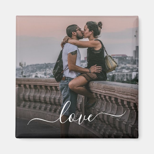 Custom Lovers Picture And Simple Love Quote Text Magnet (Front)