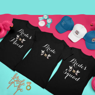 Custom Lovey Dovey Batchelorette Bride's Squad T-Shirt