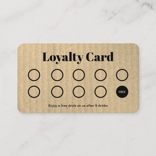 Custom Loyalty Card - Simple Kraft Paper Black (Front)