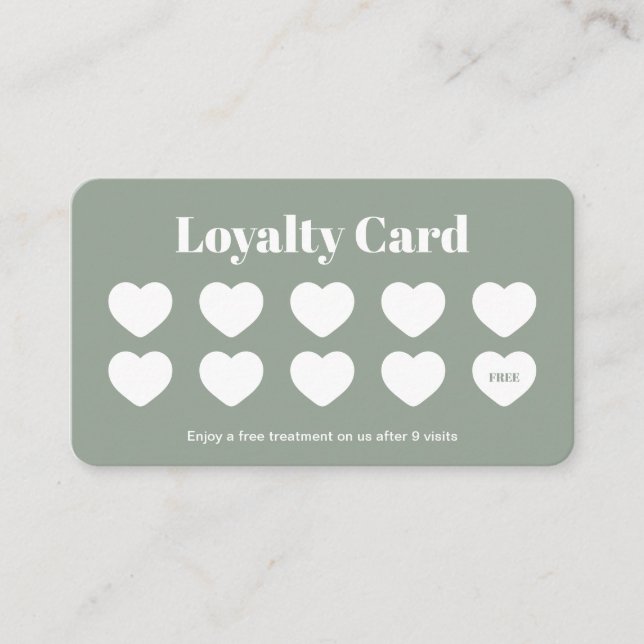 Custom Loyalty Card Simple Modern Sage Green (Front)