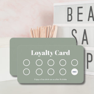 Custom Loyalty Card - Simple Sage Green and White
