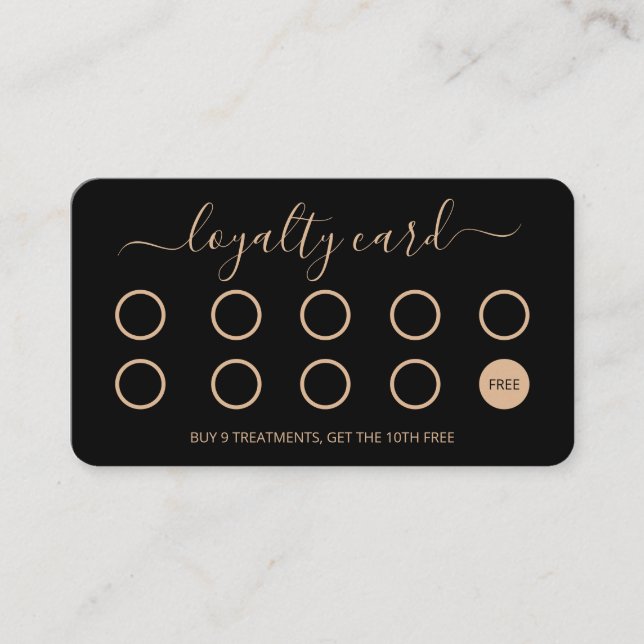 Custom Loyalty Card Simple Script Gold and Black (Front)