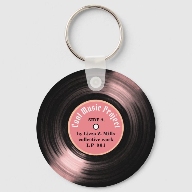 Custom LP Vinyl Record with her name pink Key Ring (Front)