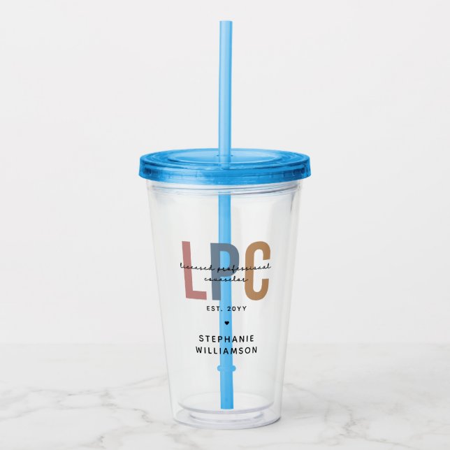 Custom LPC Licensed Professional Counsellor Acrylic Tumbler (Front)
