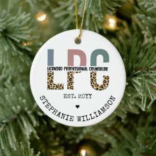 Custom LPC Licensed Professional Counsellor Gift Ceramic Tree Decoration