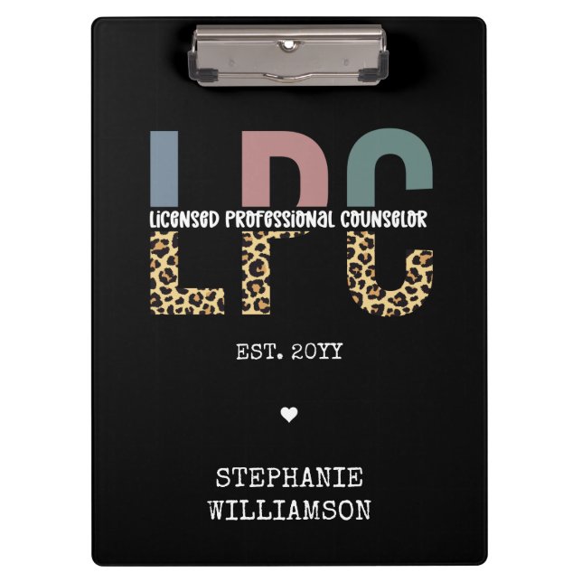 Custom LPC Licensed Professional Counsellor Gift Clipboard (Front)
