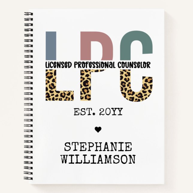 Custom LPC Licensed Professional Counsellor Gift Notebook (Front)