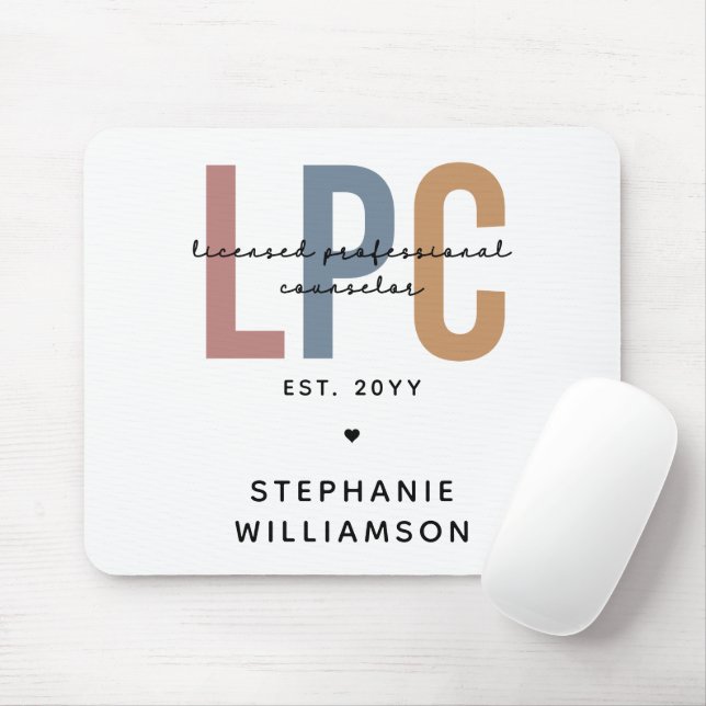 Custom LPC Licensed Professional Counsellor Mouse Mat (With Mouse)