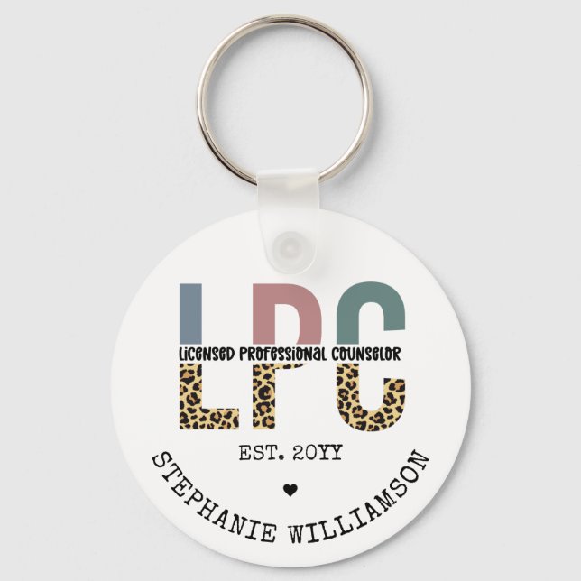 Custom LPC Licensed Professional Counselor Gift Key Ring (Front)