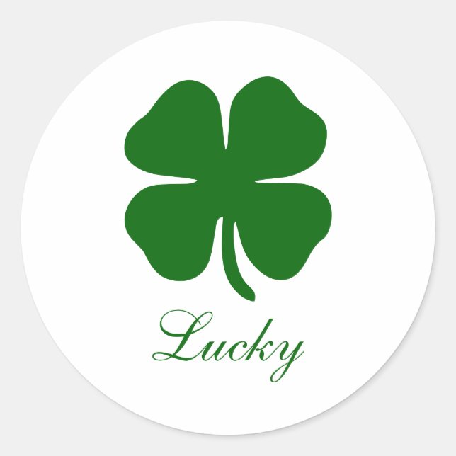 Custom Lucky Clover Classic Round Sticker (Front)