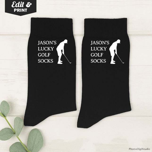 Custom Lucky Golf Socks, Birthday Christmas Fun Socks (Custom Lucky Golf Socks Black, Fun Golfer Grandfather Christmas Gift, Fun Socks for Husband Birthday)