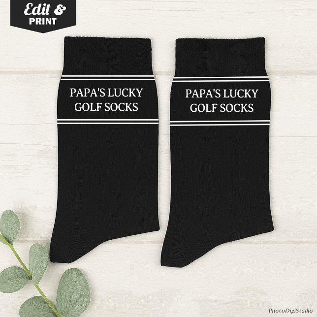 Custom Lucky Golf Socks, Golfer Christmas Birthday Socks (Custom Lucky Golf Socks Black, Fun Golfer Grandfather Christmas Gift, Fun Socks for Husband Birthday)