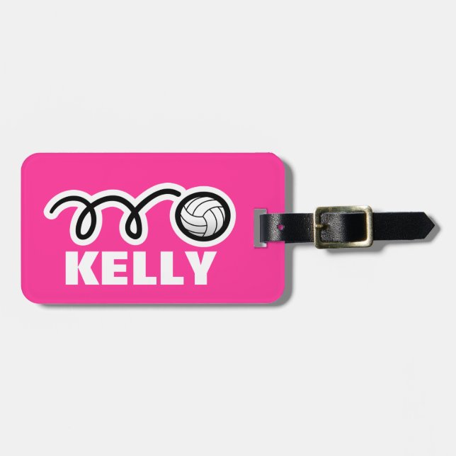 Custom luggage tag with cute volleyball design (Front Horizontal)